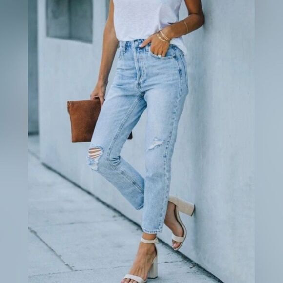 Twelve By Ontwelfth Denim - Twelve by OnTwelfth Vintage Light Distressed Cropped Jeans Sz 28 Inseam 25.5 NEW